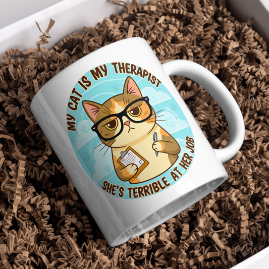 The Unlicensed Therapist – Cat Parent Humor Mug